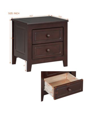 2-Drawer Nightstand, Mid Century Retro Bedside Table for Bedroom and Living Room
