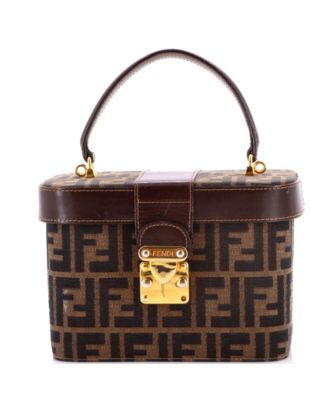 Small Vintage Lock Top Handle Vanity Bag Zucca Canvas