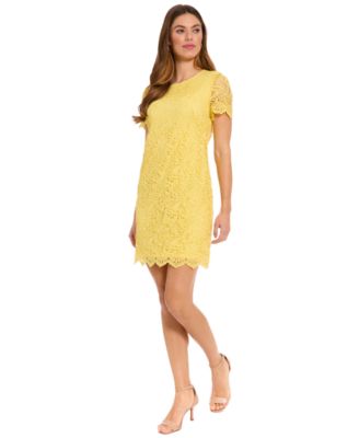 London Times Petite Short-Sleeve Jewel Neck Shift Dress - Macy's