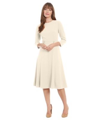 Petite 3/4-Sleeve Crewneck Midi Dress