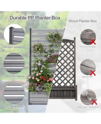 Patio Privacy Screen with Planter Box for Climbing Plants, Freestanding or Wall Mounted Flower Bed with Privacy Panels