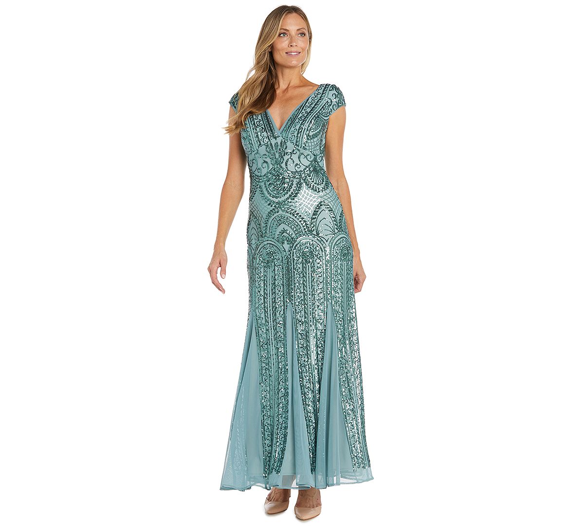 R & M Richards Petite Beaded Maxi Dress view 1 — MAYCSS fashion products
