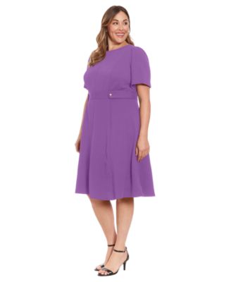 Plus Size Fit & Flare Scuba Crepe Midi Dress