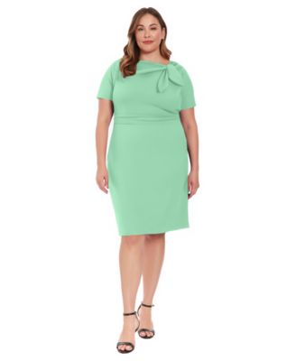 Plus Size Bow-Neck Sheath Dress