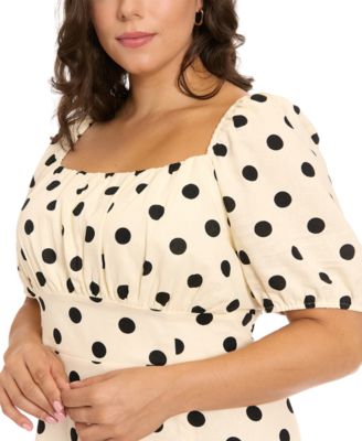 Plus Size Short-Sleeve Square Neck Midi Dress