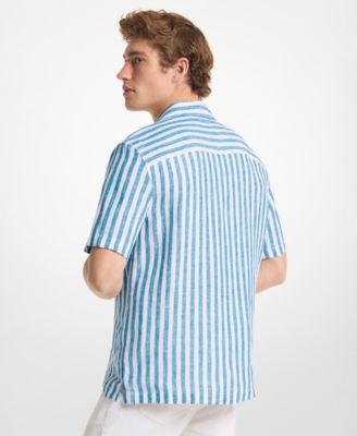 Men's Striped Camp-Collar Shirt