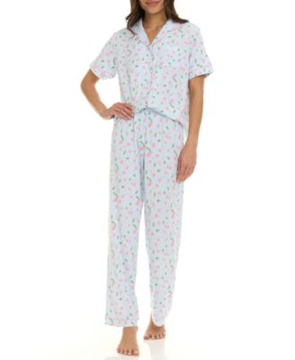 Women's Short-Sleeve Top and Pajama Pants, 2-Piece Set