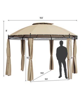 11.5' Outdoor Patio Round Dome Gazebo Canopy Shelter Double Roof Steel