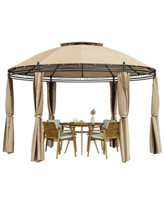 11.5' Outdoor Patio Round Dome Gazebo Canopy Shelter Double Roof Steel