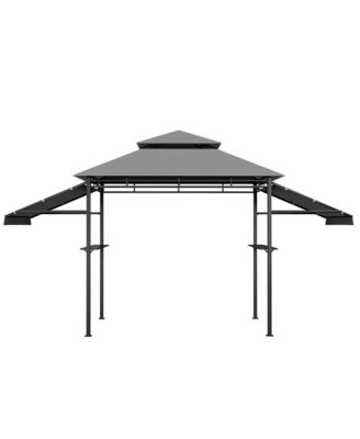 13.5' x 4' Patio BBQ Grill Gazebo Side Awnings Shelves 2-Tier Canopy Outdoor