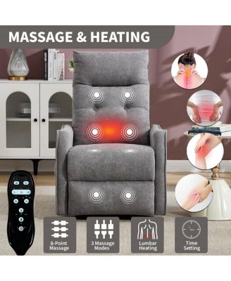 Chenille Power Lift Recliner Chair for Elderly with Massage, Heat & USB, Single Motor Electric Recliner for Seniors
