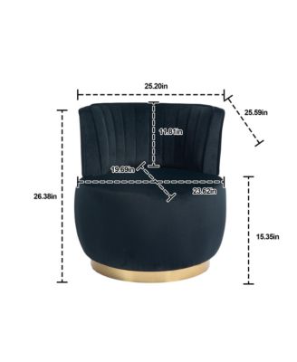 Velvet Swivel Barrel Chair - Modern Upholstered Accent Chair, Round Armchairs with Gold Base for Living Room, Bedroom