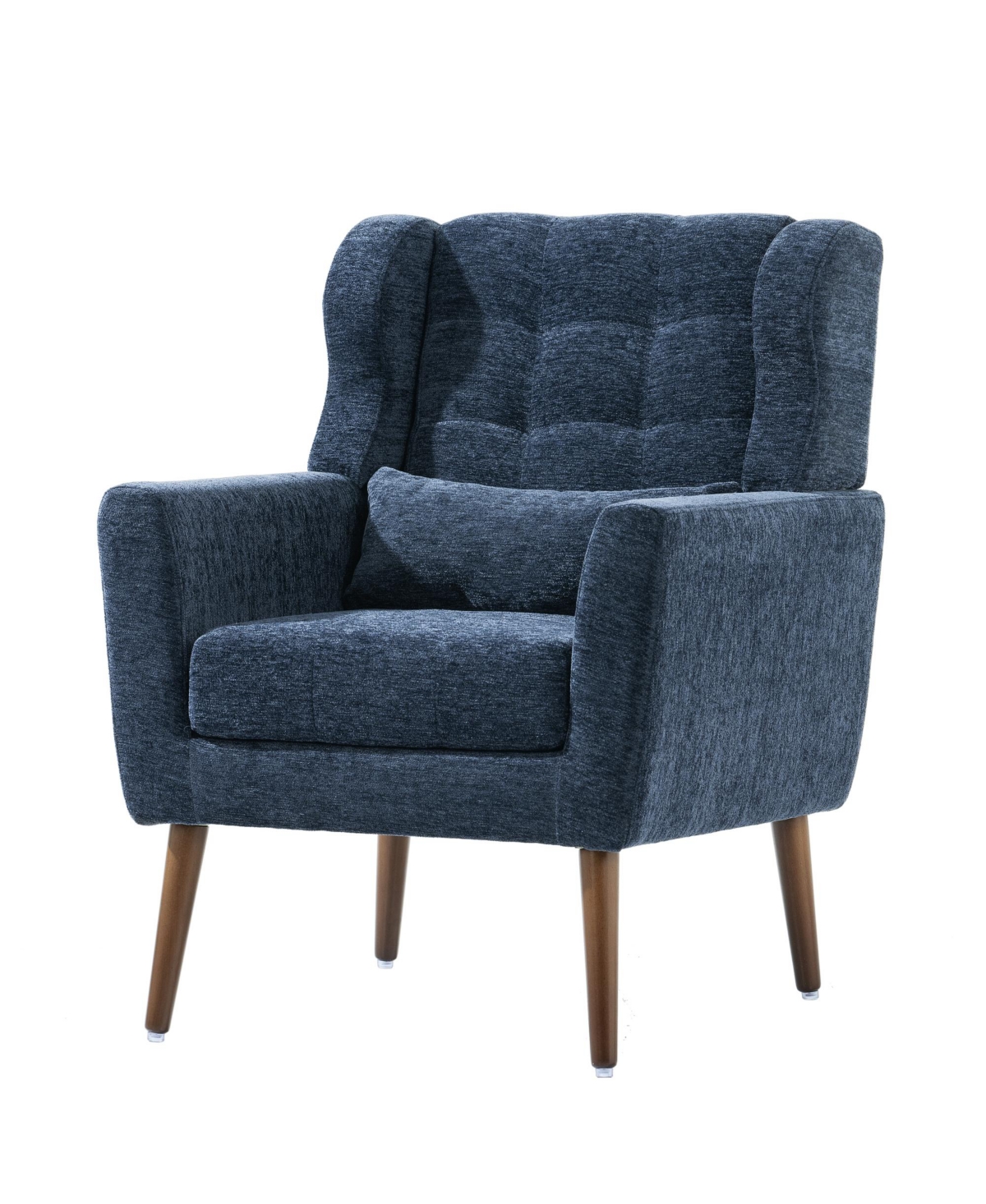 Rainsken Chenille Accent Chair, Modern Upholstered Armchair with Waist Pillow and Tapered Wooden Legs for Living Room