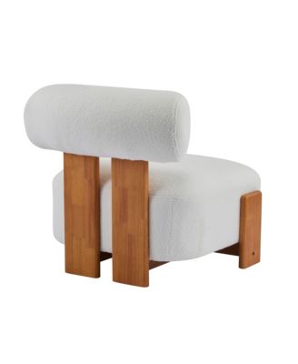 Modern Boucle Lounge Chair, 27.25" Upholstered Accent Chair with Solid Wood Frame and Rolled Backrest for Living Room, Bedroom