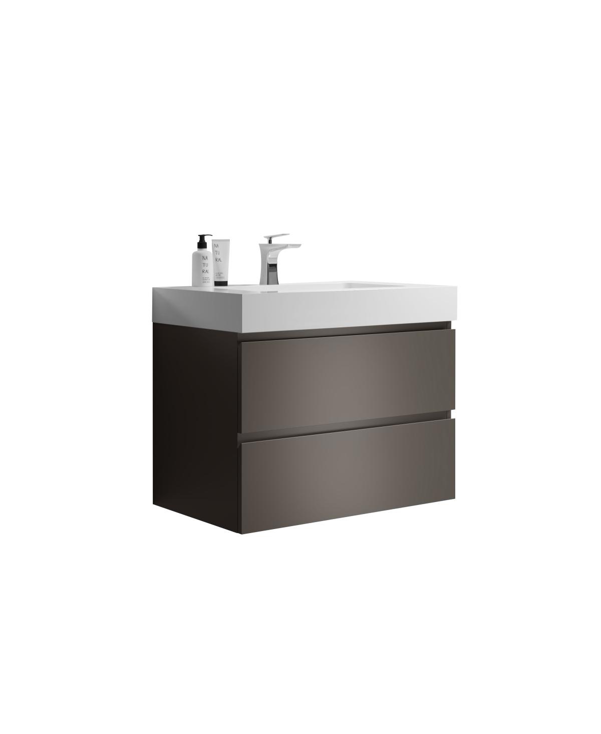 Sillysis 30" Wall Mounted Bathroom Vanity with Sink, Modern Minimalist Floating Bathroom Vanity without Faucet, Pre-Assembled