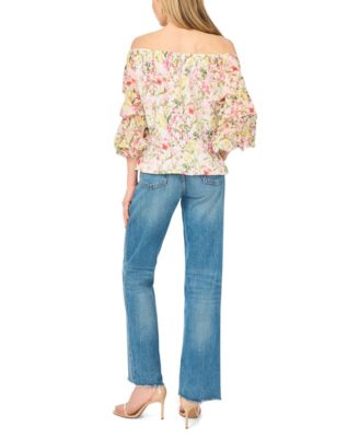 Women's Off-The-Shoulder Long-Bubble-Sleeve Top