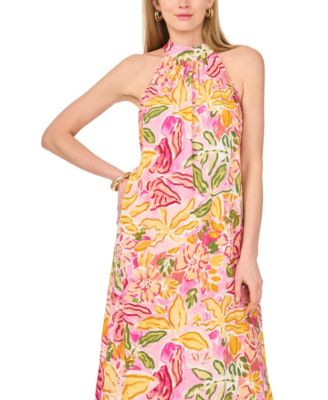 Women's Halter Tie-Back Printed Dress