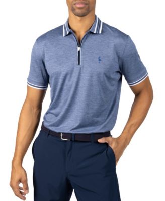 Men's Quarter Zip Mesh Performance Polo with Stripe Tipping