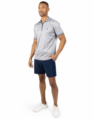 Men's Quarter Zip Mesh Performance Polo with Stripe Tipping
