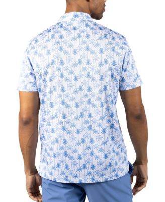 Men's Vintage Palm Trees Printed Mesh Performance Polo