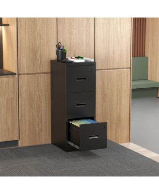 3 Drawer Vertical File Cabinet, Lockable Filing Cabinet with Card Slot, Storage Cabinet for Home Office, Holds A4/Letter/Legal Files