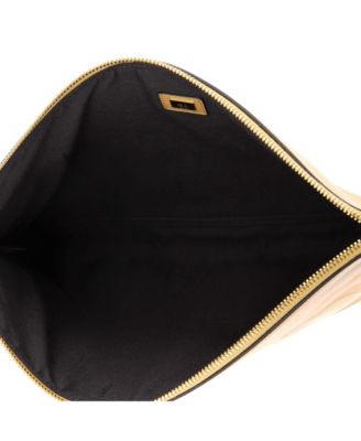 Large Logo Flat Wristlet Pouch Embossed Leather