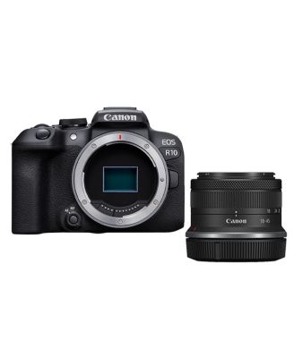 EOS R10 Mirrorless Camera with RF-S 18-45mm f/4.5-6.3 IS STM Lens, Bundle with Memory Card, Shoulder Bag, 49mm Filter Kit and Cleaning Kit