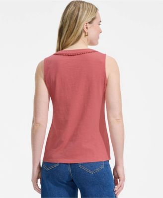 Women's Slub Decorative Trim Tank Top