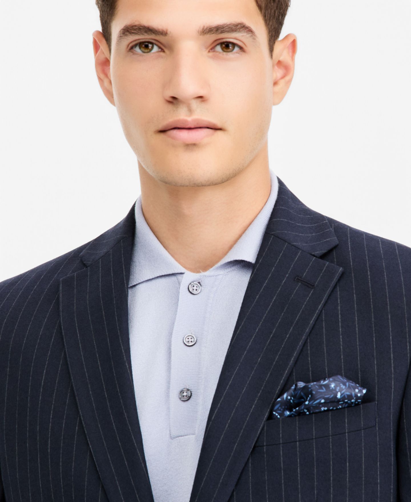 Мужские куртки Bar III Slim-Fit Navy Pinstripe Suit Separates, цвет: Тёмно-синий — фото 2