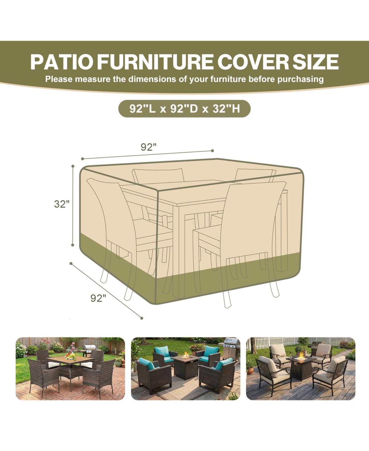 Aoodor Heavy Duty Outdoor Furniture Set Cover