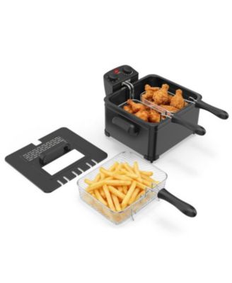 Electric Deep Fryer 5.3QT/21-Cup Stainless Steel 1700W with Triple Basket
