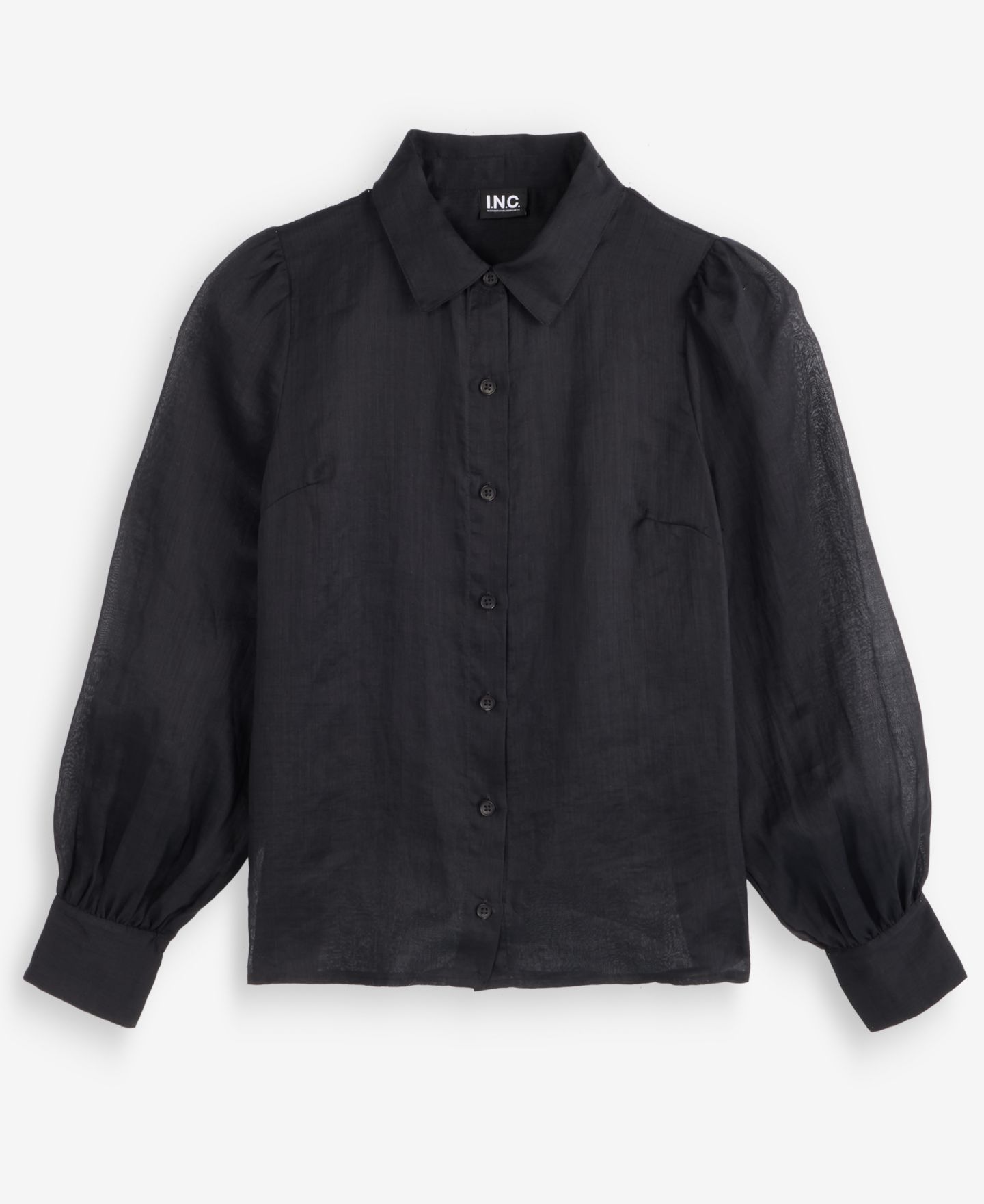 Женская блузка I.N.C. International Concepts Puffed-Sleeve Blouse, цвет: Глубокий чёрный — фото 5