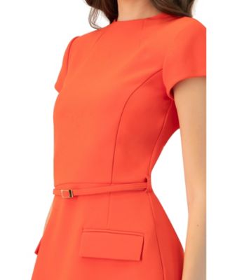 Women's Short Sleeve High Neck Dress adn Belt