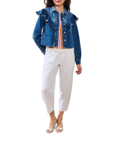Женская куртка TRIBAL Fashion Crop Denim, цвет: Dk Pacific