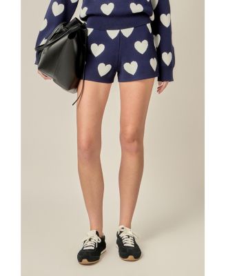 Women's Heart Patterned Knit Shorts