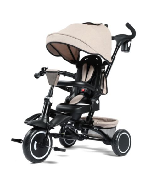 Детская игрушка Kinder King 7-in-1 Toddler Tricycle Stroller with Rotating Seat and Adjustable Push Handle, Ages 9 Months to 5 Years, цвет: Бежевый / Хаки