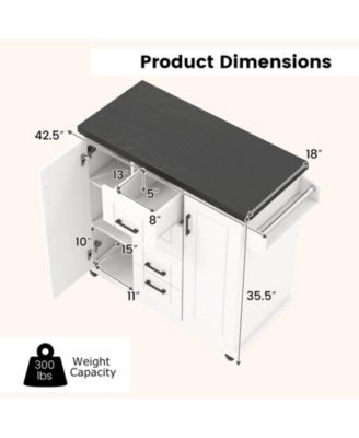 Rolling Kitchen Island Cart with Storage Cabinets and Shelves
