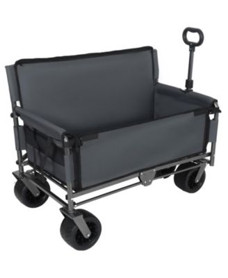 Outdoor Storage 3-in-1 Collapsible Foldable Wagon Cart with Bench Seat & Storage Heavy Duty Utility Cart For Camping