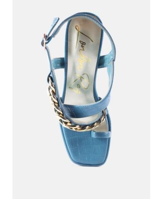 Womens Frecklin Metal Chain Block Heel Sandals