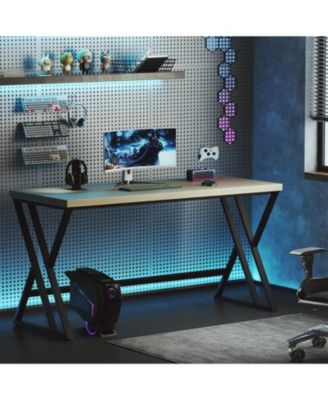 59 in Computer Desk with Heavy Duty Metal Frame and Crossbar