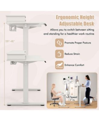 Height Adjustable Electric Standing Desk with Two Drawers