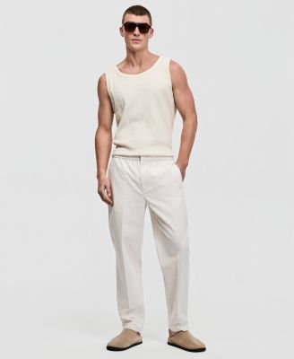 Men's Relaxed-Fit Solid Linen Pants