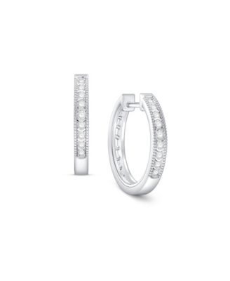 Diamond Mini Hoop Earrings in 10k White Gold (1/6 ct. t.w.)