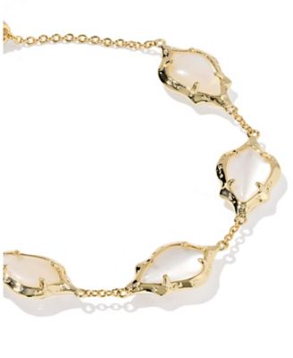 Imitation Pearl and 14k Gold Over Brass Adriana Scallop Frame Chain Bracelet