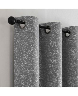 2 Piece Sadie Metallic Sparkle Grommet Top Gray Room Darkening Curtain Panels