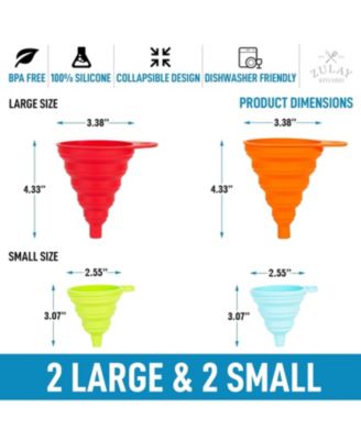Silicone Space Saving Collapsible Funnel Set with Narrow Mouth