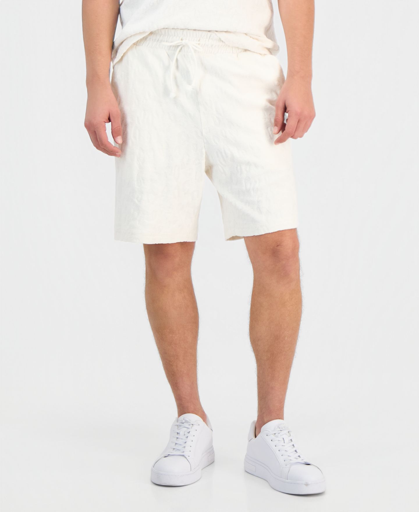Мужские шорты Hugo Boss Nagushort Cotton Jacquard Logo, цвет: Белый — фото 4