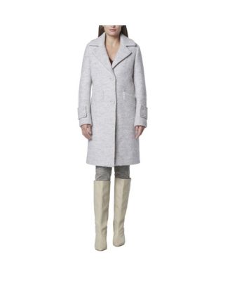 Regine Sb Women's Soft Wool Boucle Coat With Back Vent