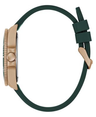 Men's Rose Gold-Tone Green Silicone Analog Watch, 43mm