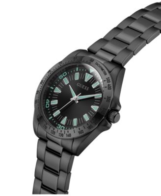 Men's Black Stainless Steel Analog Watch, 42mm